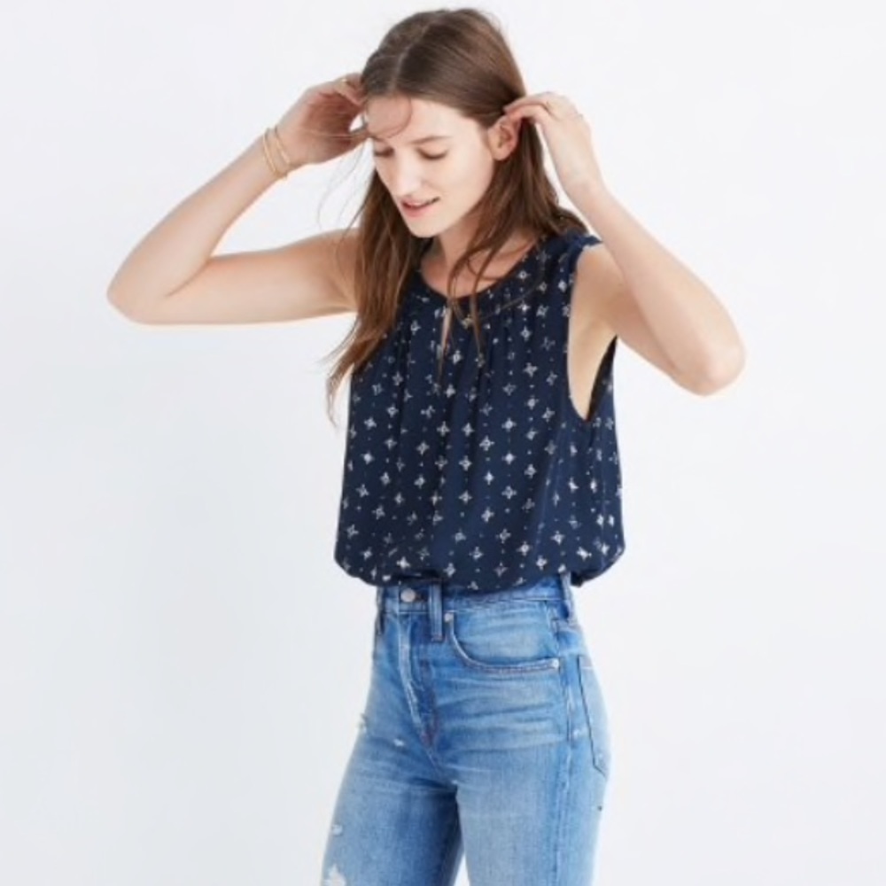 Madewell XXS Memory Tank in Medallion Dot (Blue)